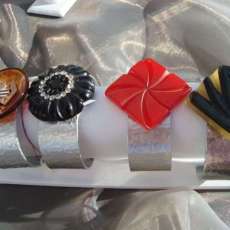 Hammered aluminum cuff bracelets with Bakelite