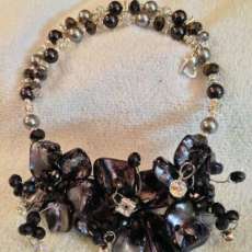 Black & Silver multi flower necklace
