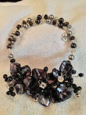 Black & Silver multi flower necklace