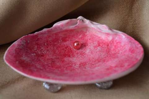 Pink Marbled Seashell Dish