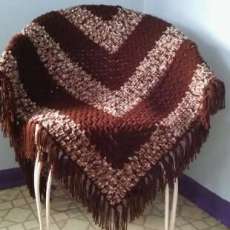 Hand Crocheted Brown Shawl