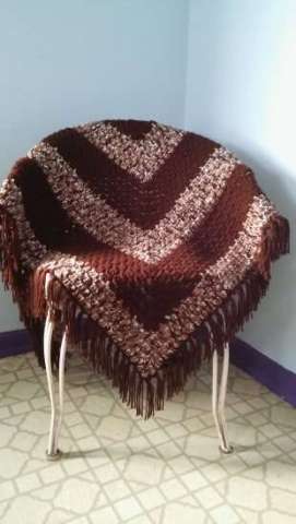 Hand Crocheted Brown Shawl