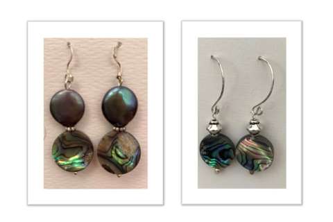 Abalone Earrings W/Silver Findings