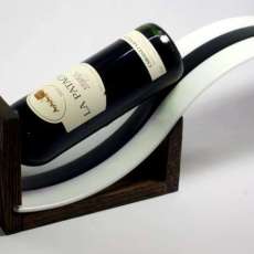 Fused Glass and Oak Wine Bottle Holder