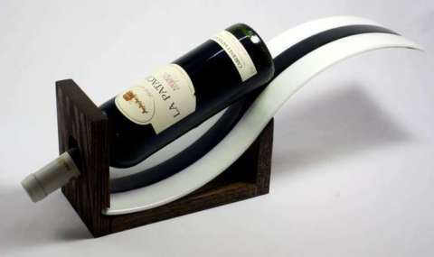 Fused Glass and Oak Wine Bottle Holder