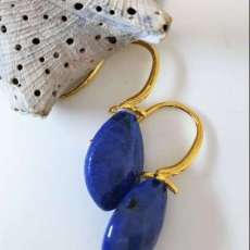 Rich Blue Lapis Drop Earrings, Adorned With Gold Ear Wires