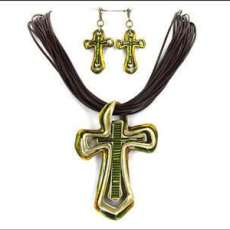 Olive Cross Necklace Set