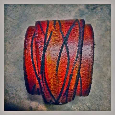 Hand Painted/Dyed/Carved Cuff