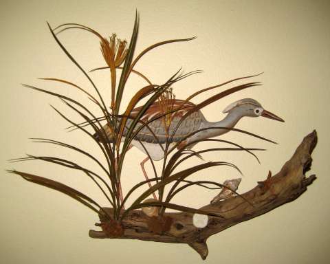 Tri-Color Heron on Driftwood Wall Art
