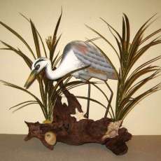 Great Blue Heron on Driftwood