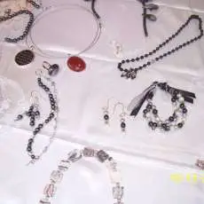 Blue and off white glass pearls