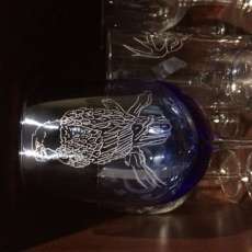 Large blue eagle wine glass
