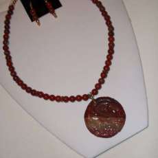 Poppy Agate necklace and earrings