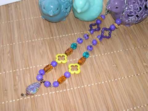 Purple and Yellow Coral Mood Bead Pendant
