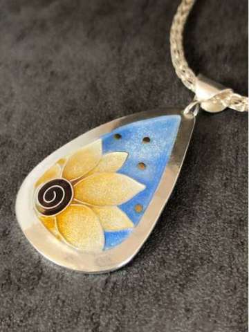 Cloisonne' Sunflower Necklace