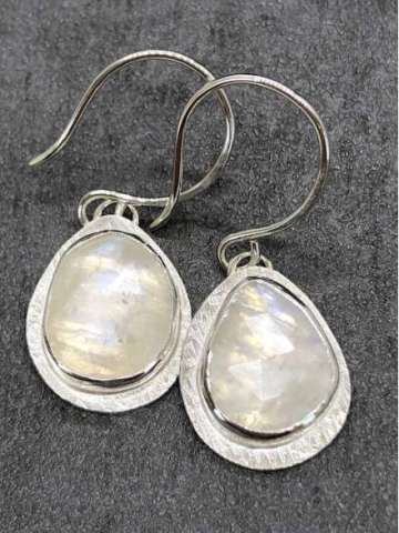 Rainbow Moonstone and Sterling Earrings