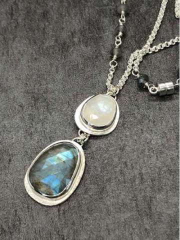 Labradorite and Rainbow Moonstone Necklace