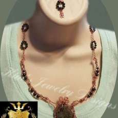 Copper Wire Gemstone Necklace Set $45