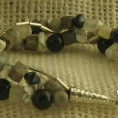Sterling Silver, Obsidian, Howlite, Feldspar Bracelet