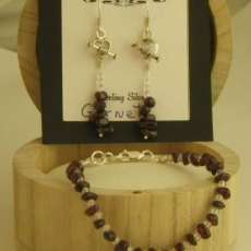 Garnet and Crystal Bracelet and Earring Set