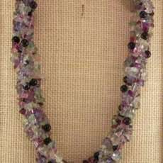 Rainbow Flourite, Sterling Silver and Blue Goldstone Necklace