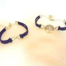 Silver Infinity and Tree of Life Charm on Black Leather Lace