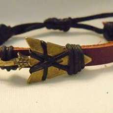 Bronze Arrowhead on Brown Leather