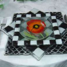 Black & White four piece dinnerware set