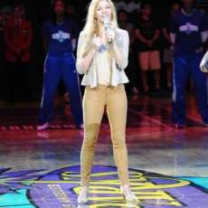 Singing at the Staples Center