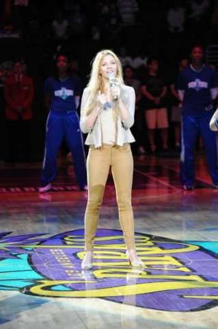 Singing at the Staples Center