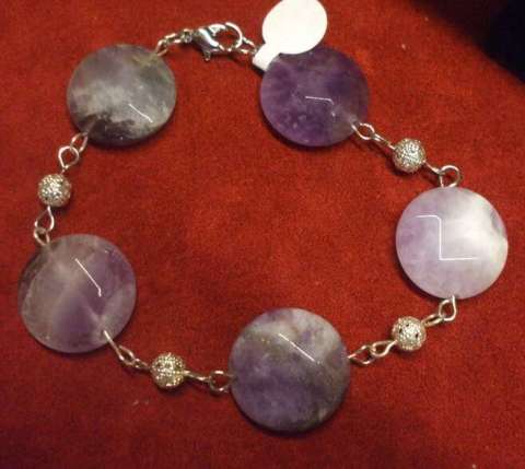 Purple stone bracelet with silver plated findings