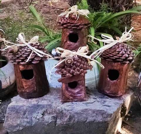 Assorted Pinecone Birdhouses