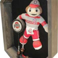 OSU Brutus Buckeye and hockey puck shadowbox frame