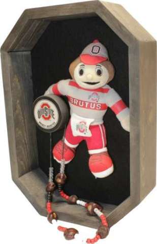 OSU Brutus Buckeye and hockey puck shadowbox frame