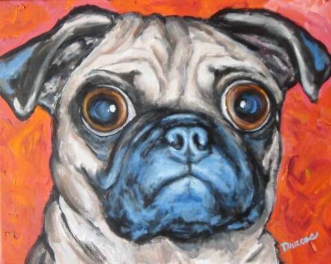 Big-Eyed Pug Painting