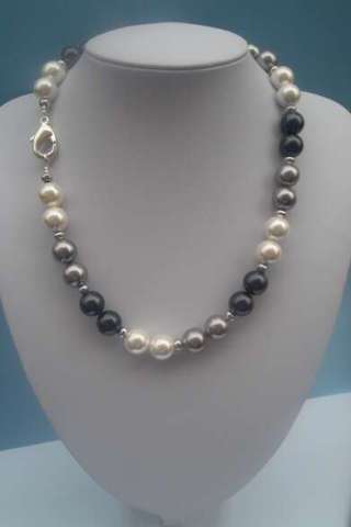 Multi color pearls and sterling silver necklace