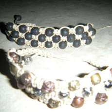 Balck and beige bracelet $20.00usd each and beige and multi natural colors crystal beads $45.00