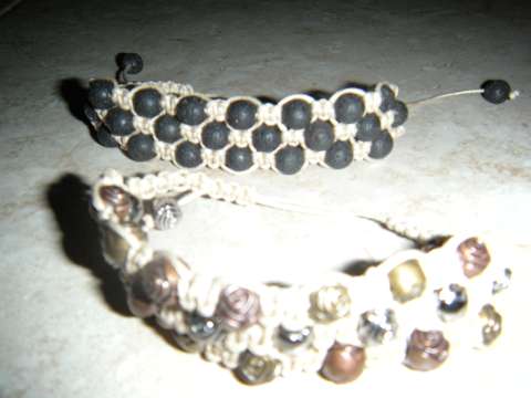Balck and beige bracelet $20.00usd each and beige and multi natural colors crystal beads $45.00