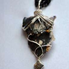 Wire wrapped black and white agate, handmade