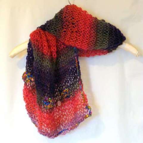 Rainbow knit scarf, handmade