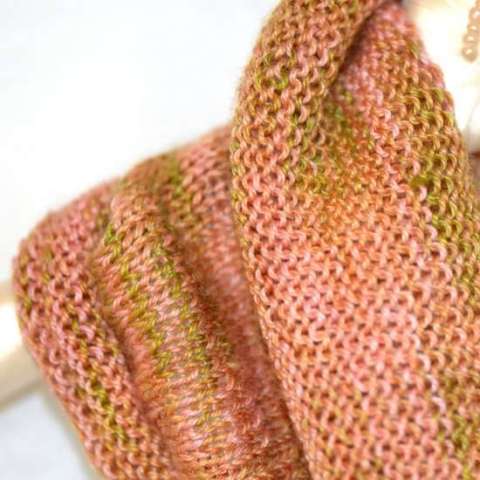 Salmon knit cowel scarf, handmade