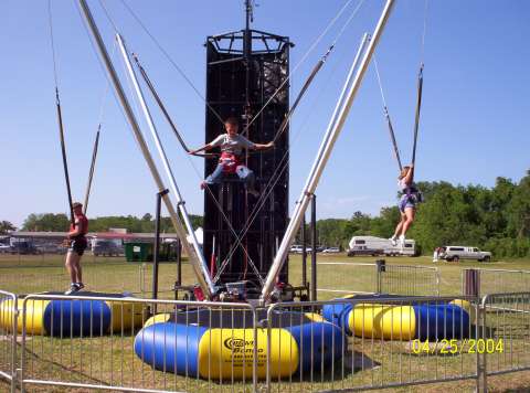 Back veiw of the bungee trampolines
