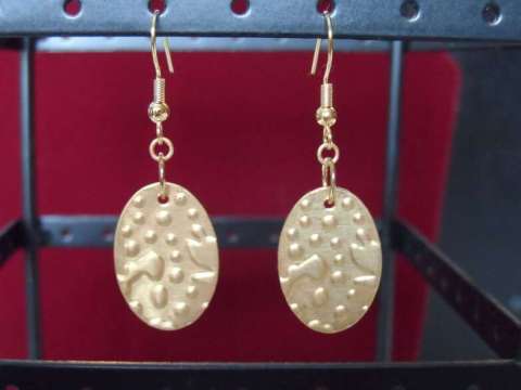 handmade brass embossed earrings