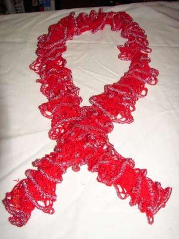 Red N Silver Ruffle Scarf