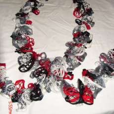 White,Black and Red Ruffle Scarf