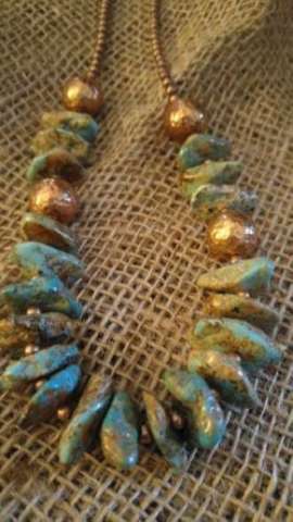 Turquoise With Hammered Copper Beads