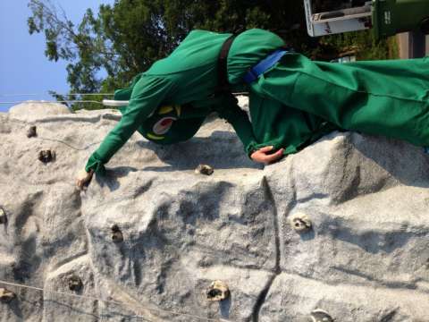 Gumby Climbing The Rock Wall