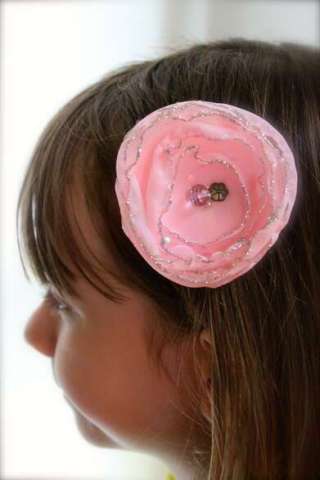 Fabric flower hair clip