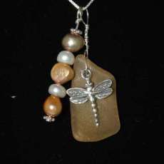 Amber Sea Glass Cluster Pendant