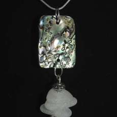 Sea Glass and Abalone Pendant